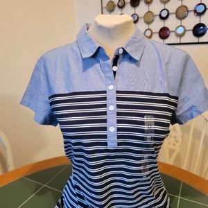 Tommy Hilfiger Blue Striped Polo M NWT